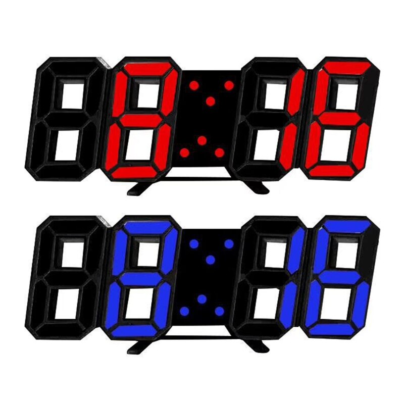 3D LED 디지털 시계 현대 디지털 데스크 알람 시계 시간/날짜/온도